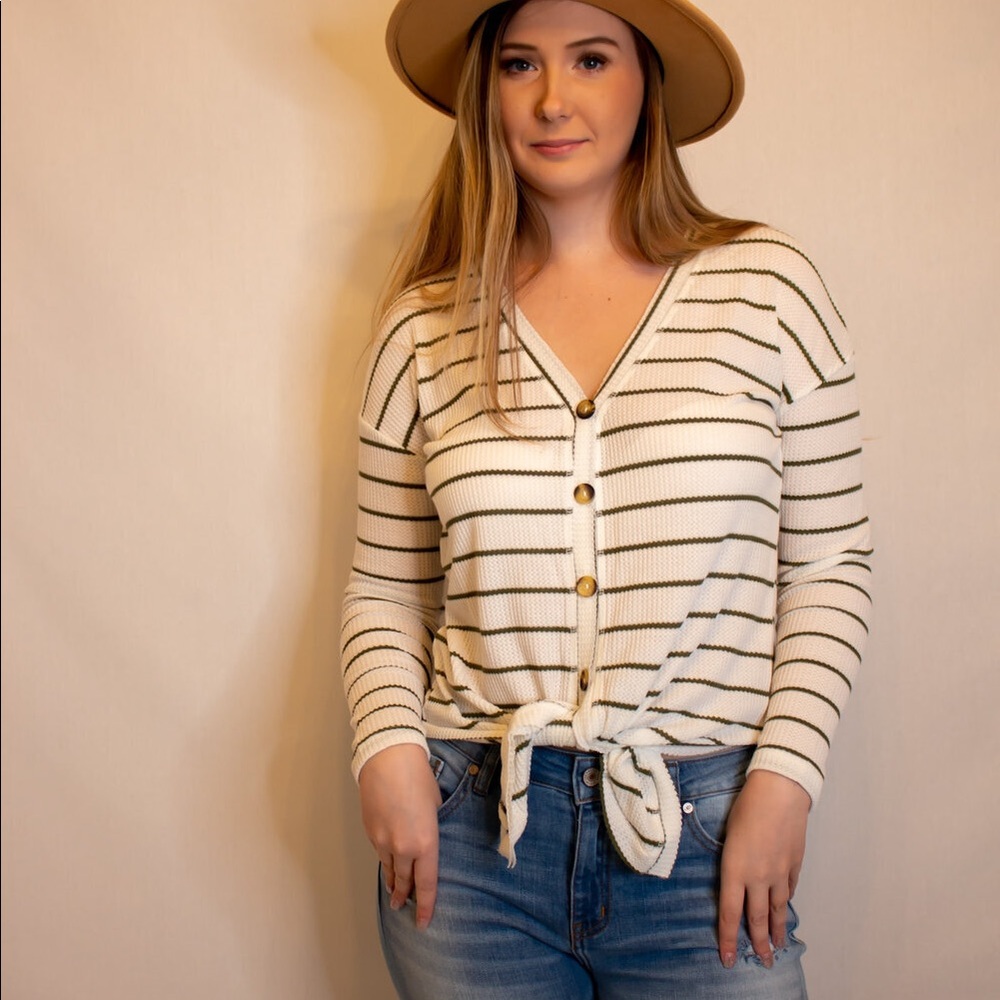 Olive Stripes Top